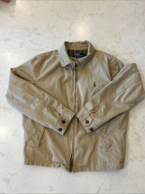 Vintage Polo Ralph Lauren Harrington Jacket Mens Lined Olive Field Bomber Plaid